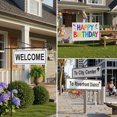 Patelai double-sided board with 360-degree visibility for directional signs.
