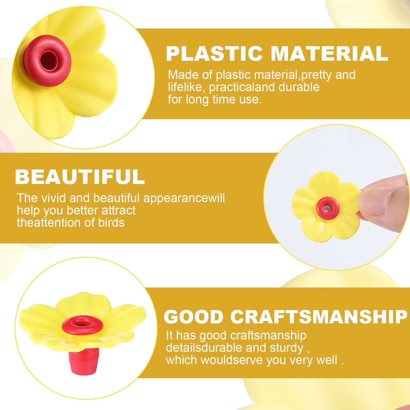 Patelai flower shaped feeding port invites birds to sip.