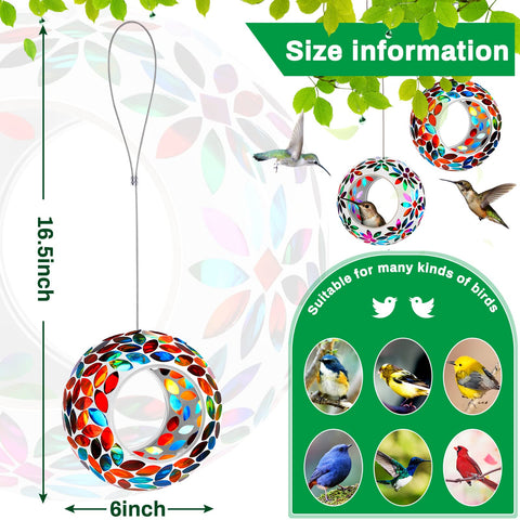 Patelai mosaic glass hanging bird feeder round 02 invites backyard birds