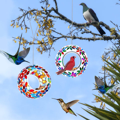 Patelai round mosaic glass bird feeder 05 lightweight and durable