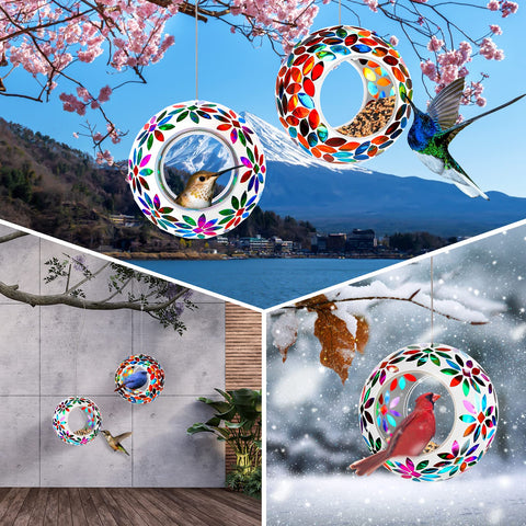 Patelai mosaic glass hanging feeder round 06 simple fill and clean