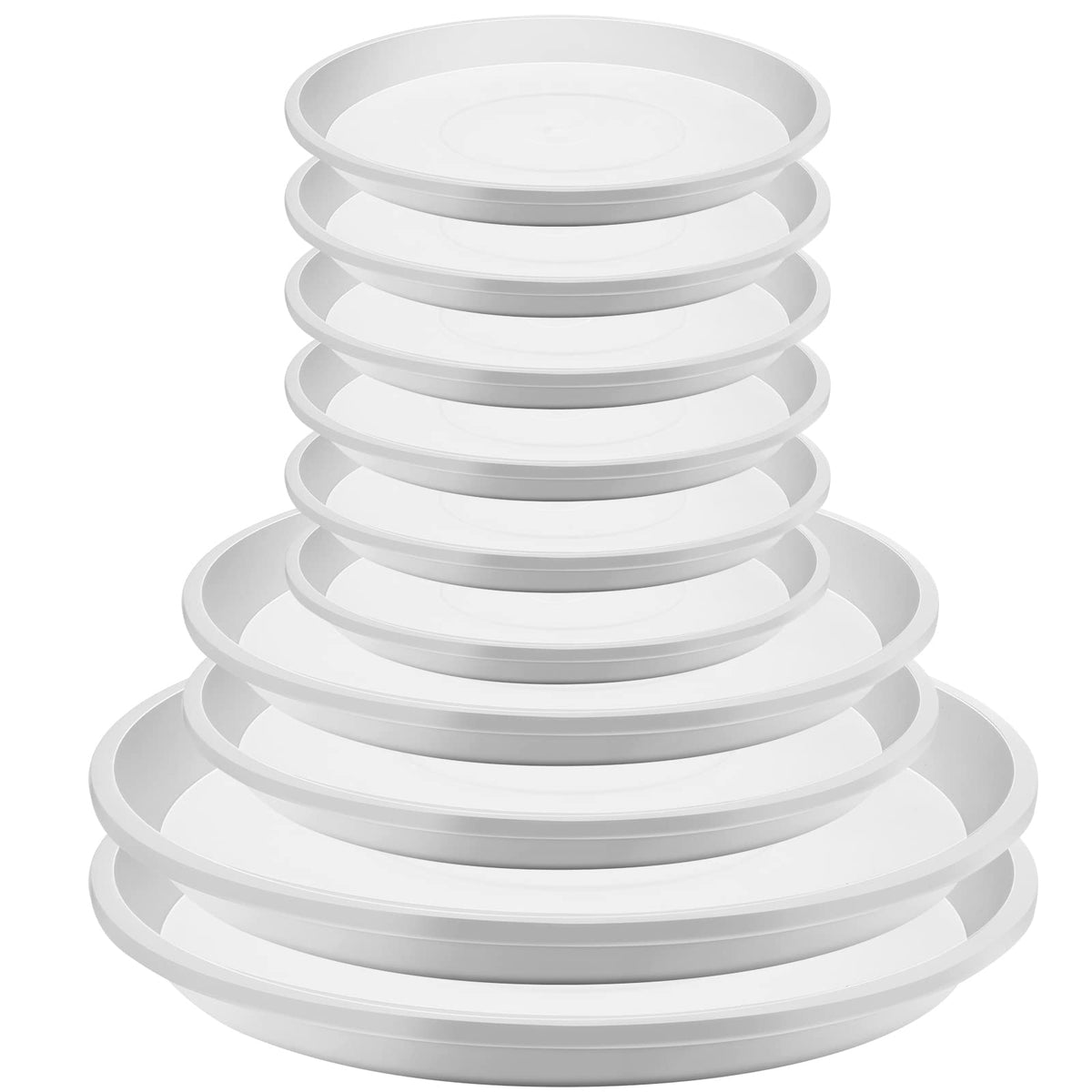 Patelai plant saucer 4-inch, stacked, protects surfaces from spills.