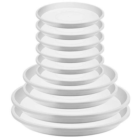 Patelai plant saucer 4-inch, stacked, protects surfaces from spills.