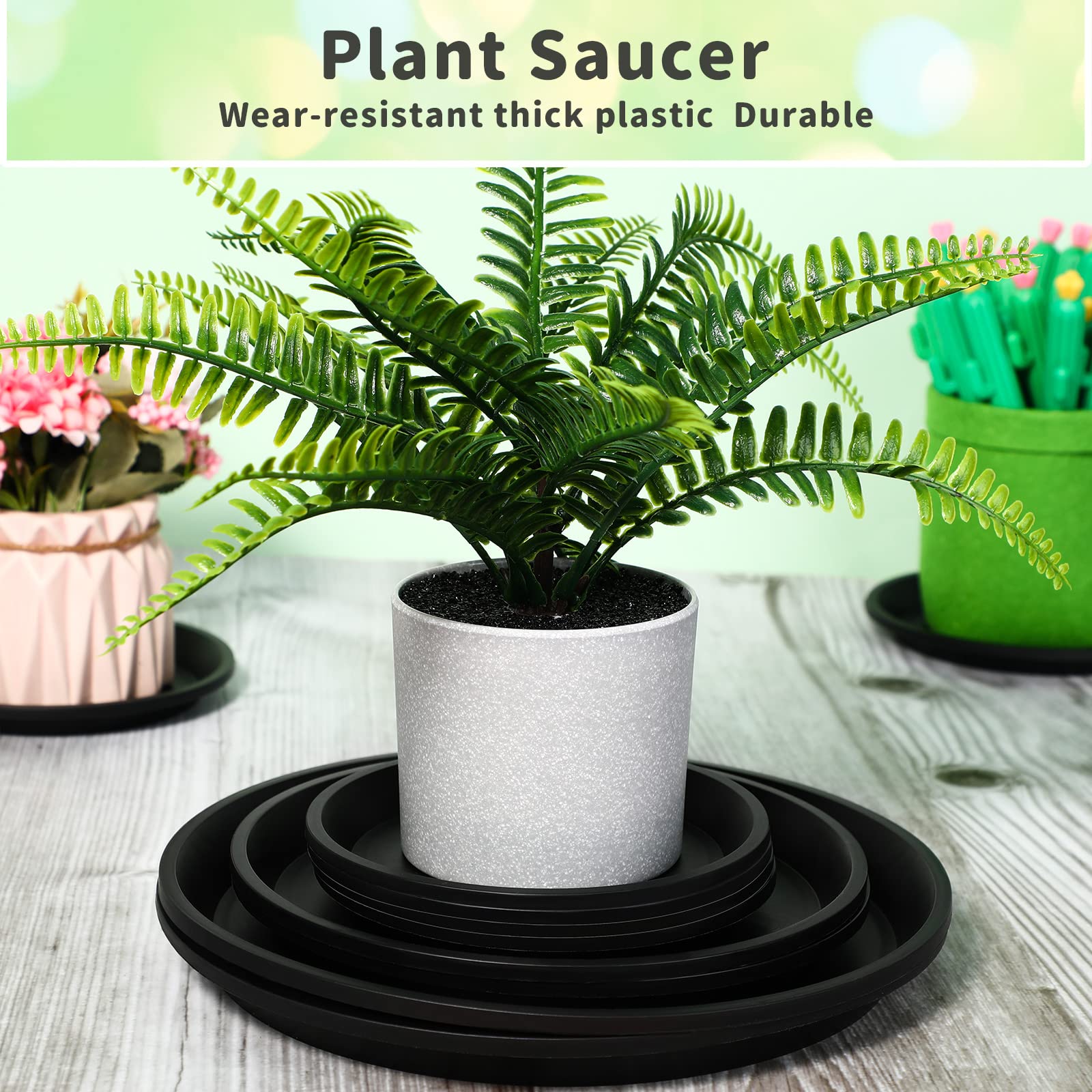 Patelai plant saucer watercatcher features a wide rim to keep surfaces dry
