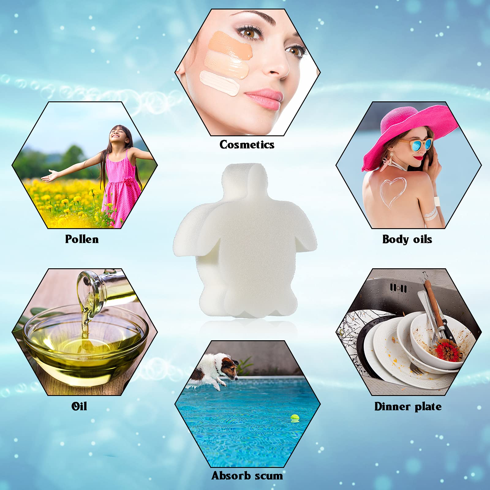 Patelai sea turtle pool sponge reduces surface scum and improves filtration.