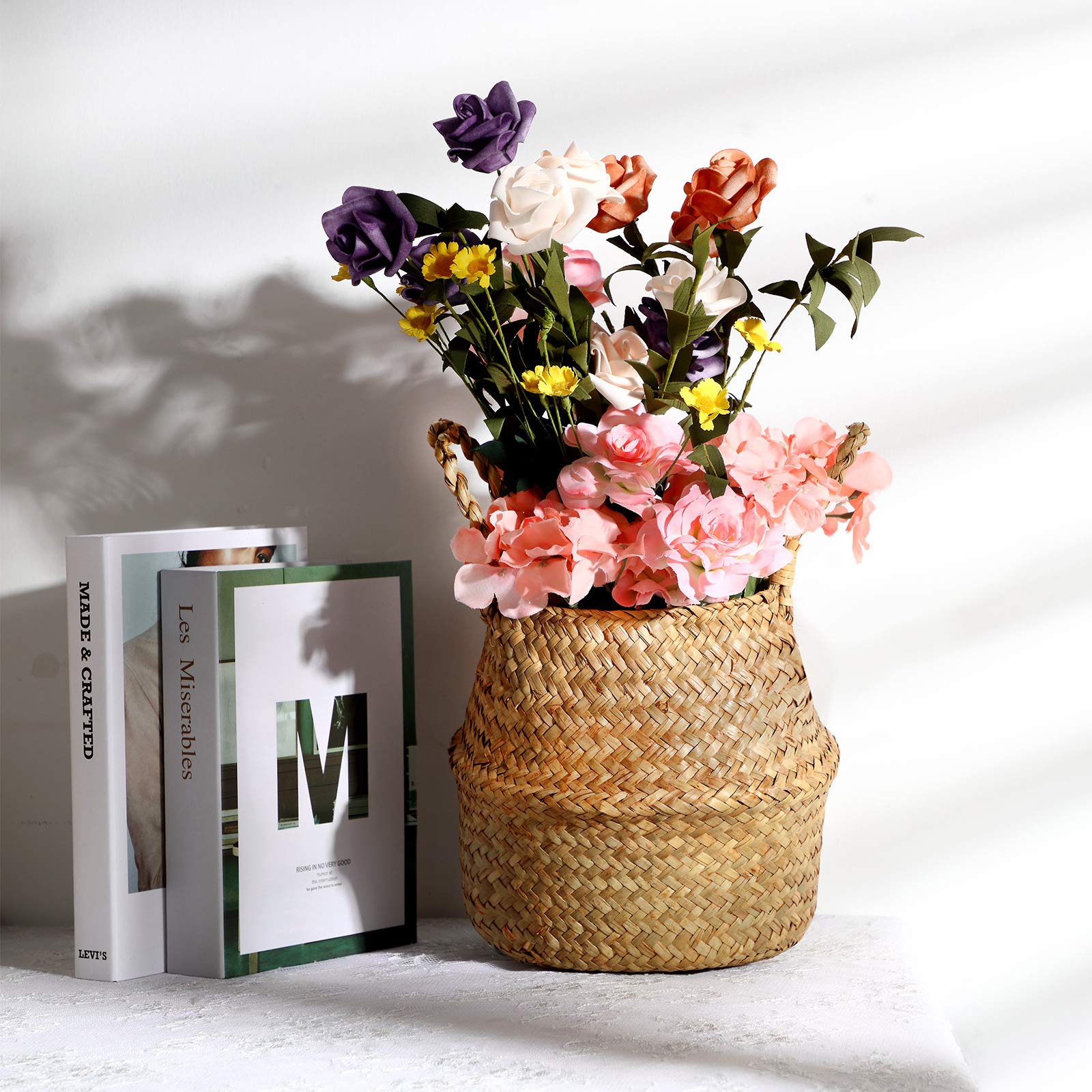 Patelai seagrass belly basket decorative for plants or small-space organizing.