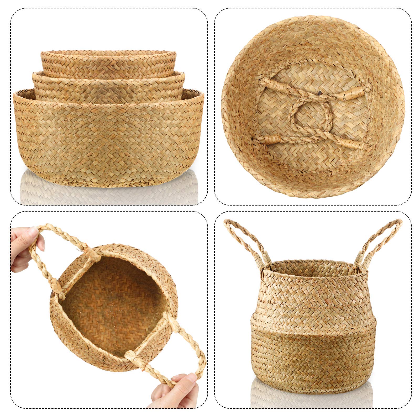 Patelai seagrass belly basket with handles is easy to move during picnics.