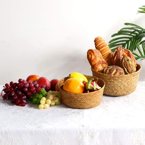 Patelai seagrass belly basket for portable picnic or groceries.