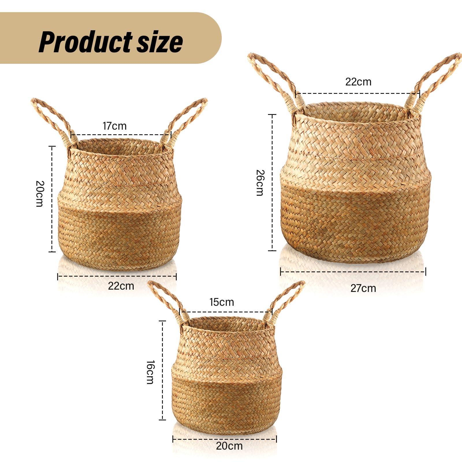 Patelai seagrass belly basket small is lightweight for quick errands and storage.