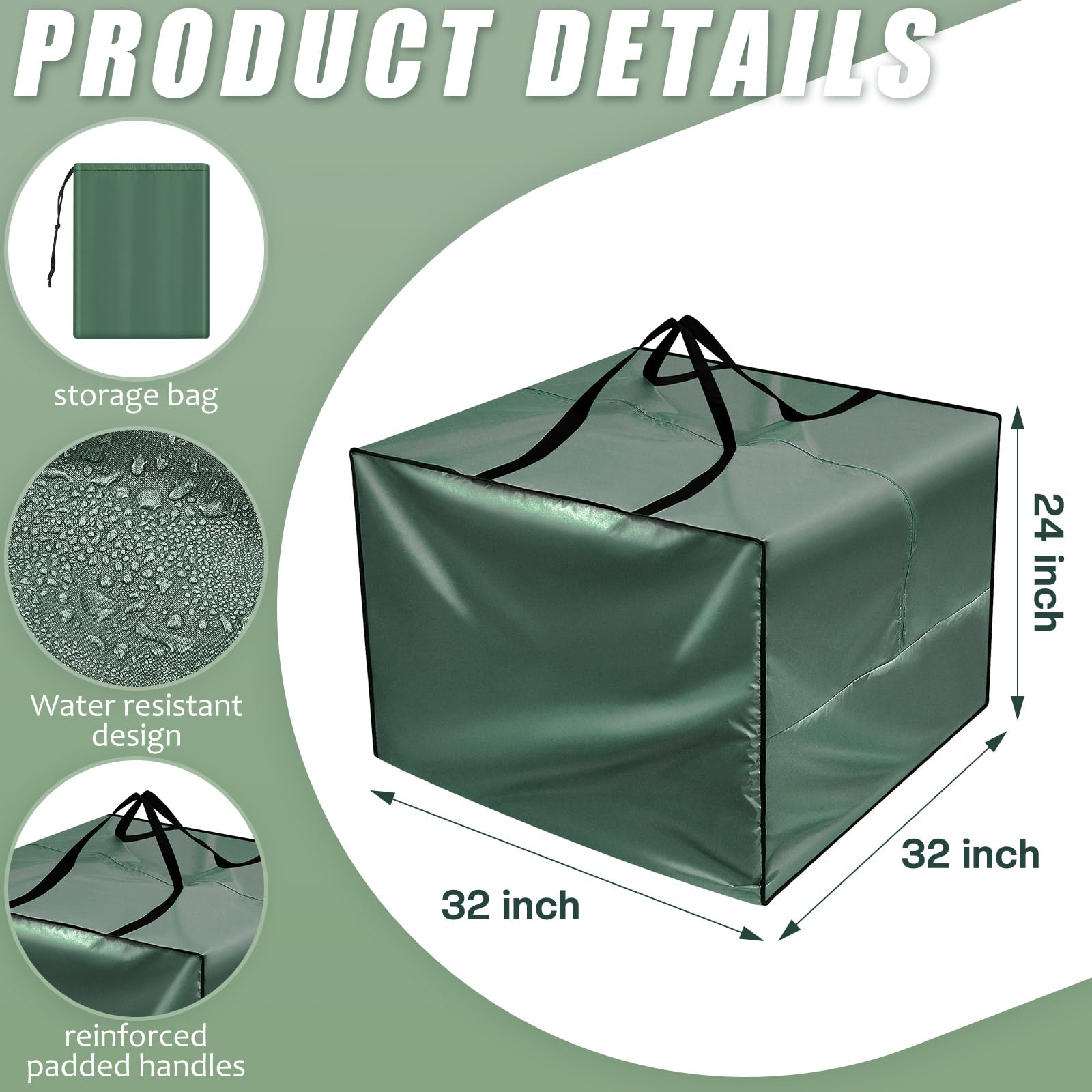 Patelai waterproof cushion bag protects outdoor cushions from rain and dust.
