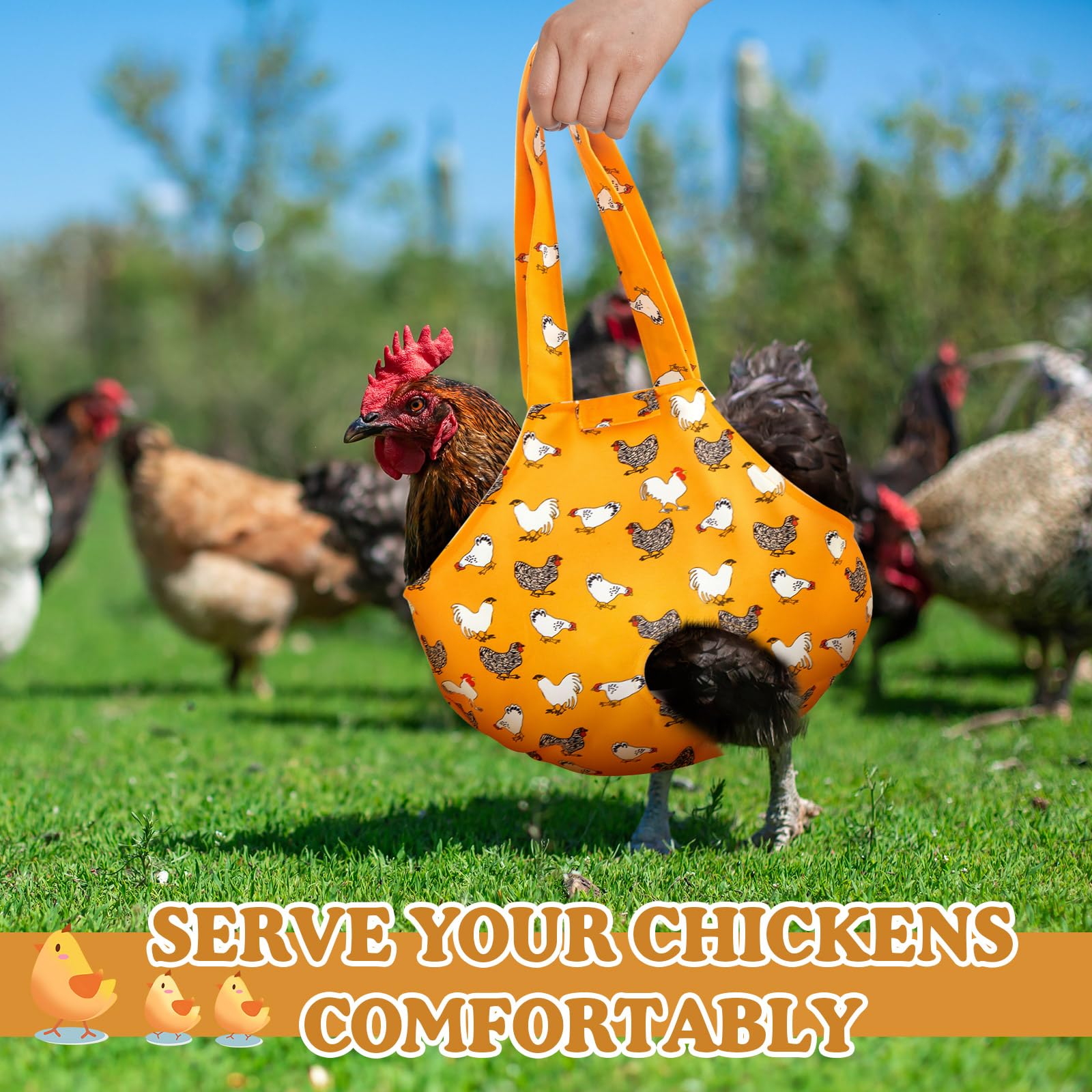 Paterr chicken holder bag side view highlights compact design for travel.