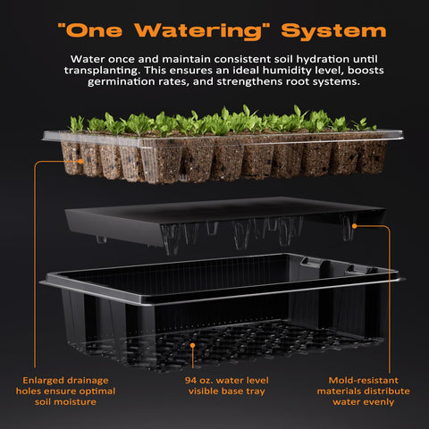 Patigrow humidity dome and 40-cell tray regulate moisture and airflow