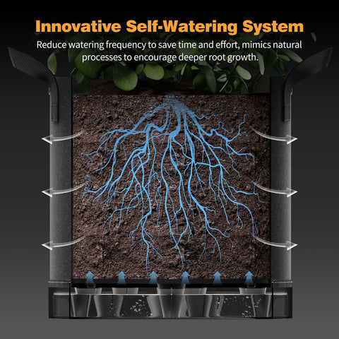 Patigrow reinforced handles and rigid stand for easy transport