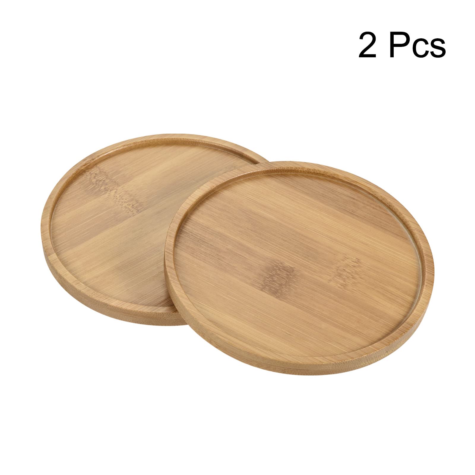PATIKIL raised-edge saucer in wooden color protects surfaces.