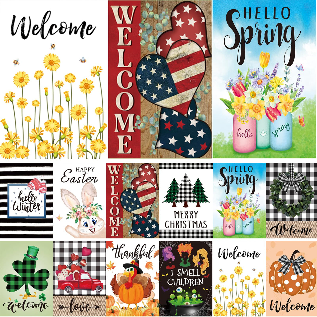 Pating Seasonal Flags 12x18 double-sided design for year-round outdoor readability.