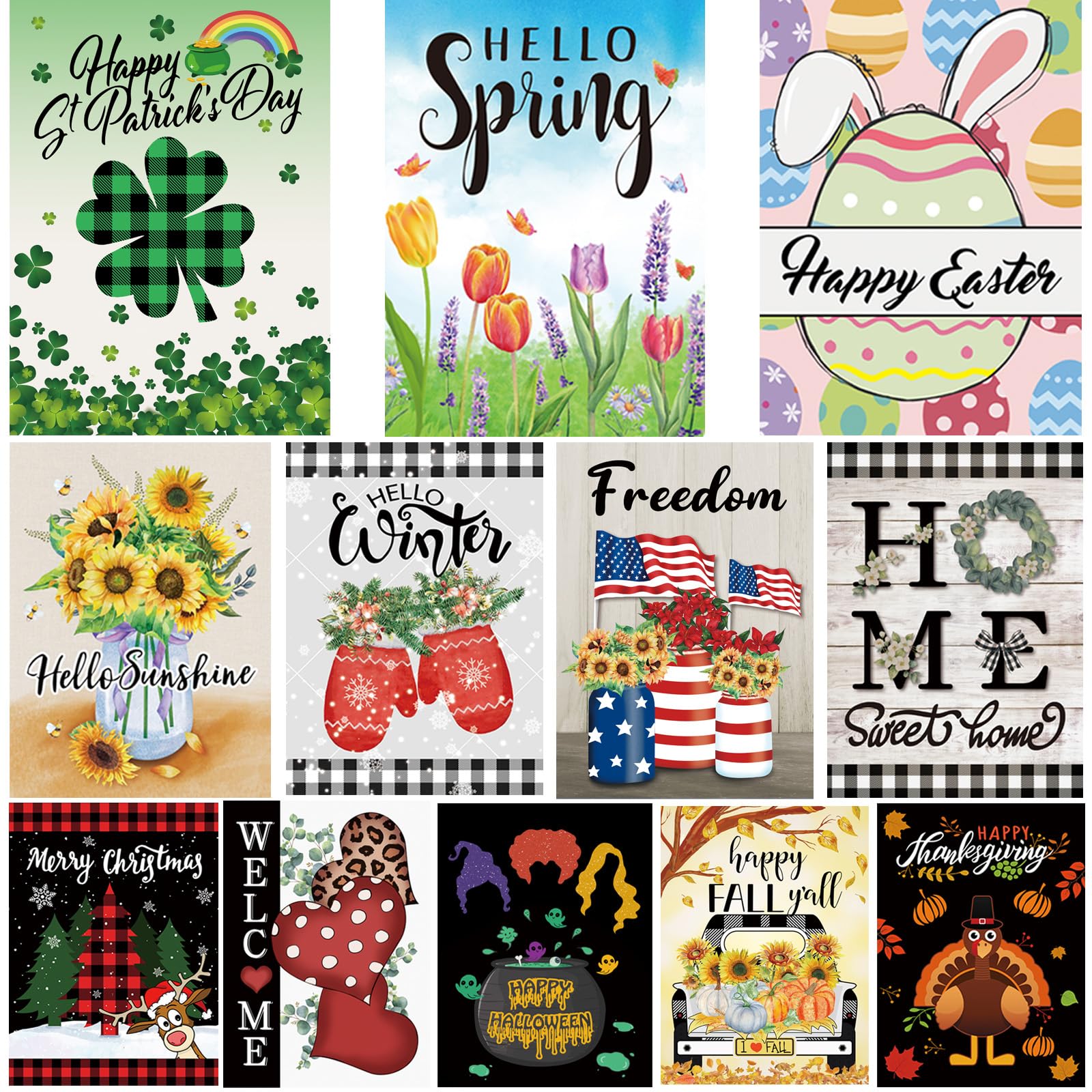 Pating seasonal garden flag front view in 12x18 for year-round curb appeal