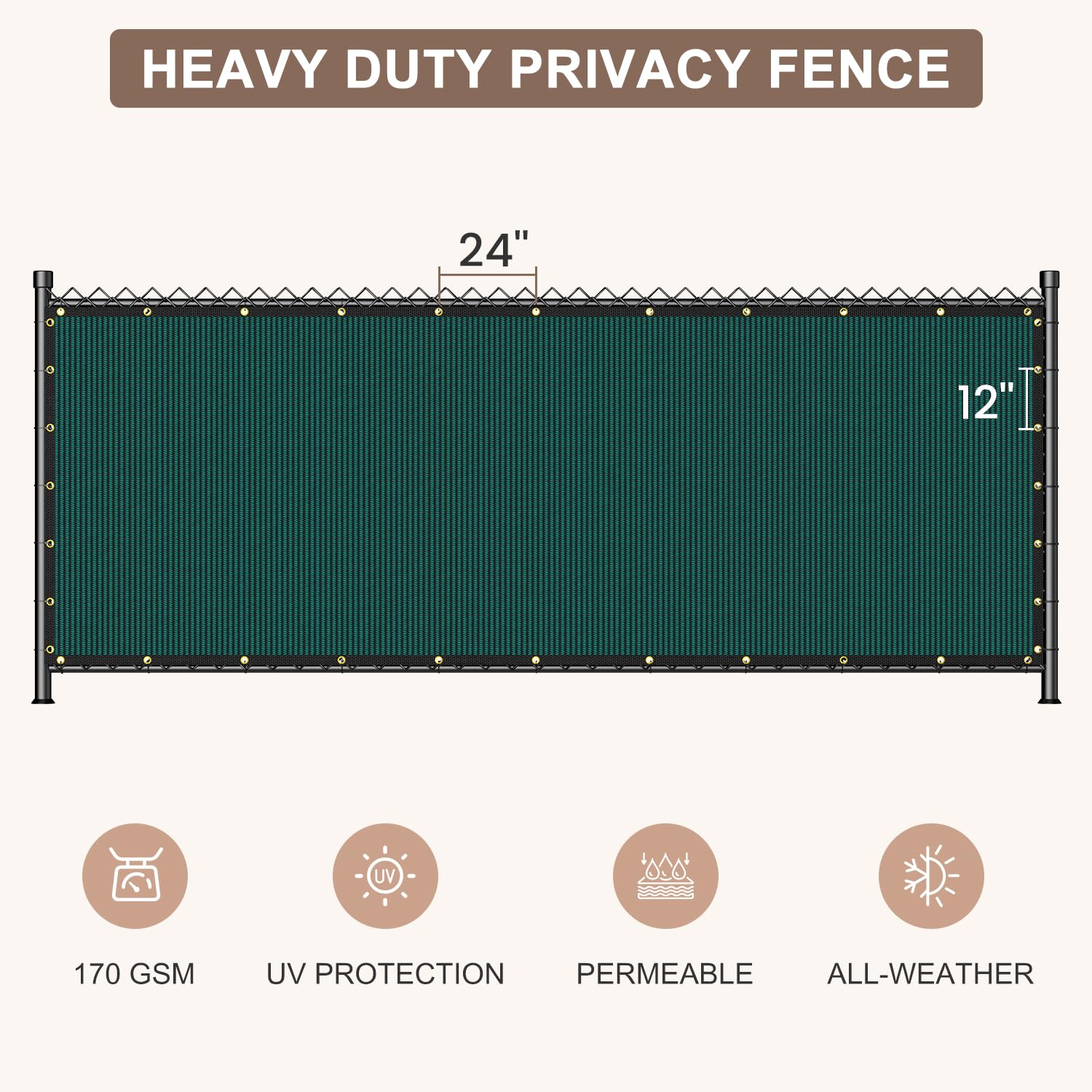 Patiobay heavy-duty fence cover with reinforced edges improves durability in windy yards.