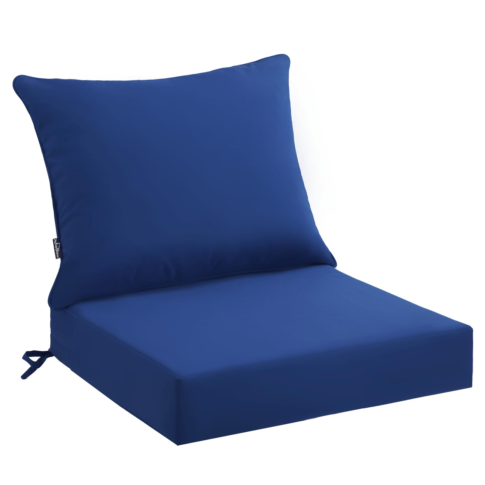 PatioGlow outdoor seat cushion front view with plush comfort and vibrant blue color for relaxing outdoor seating.