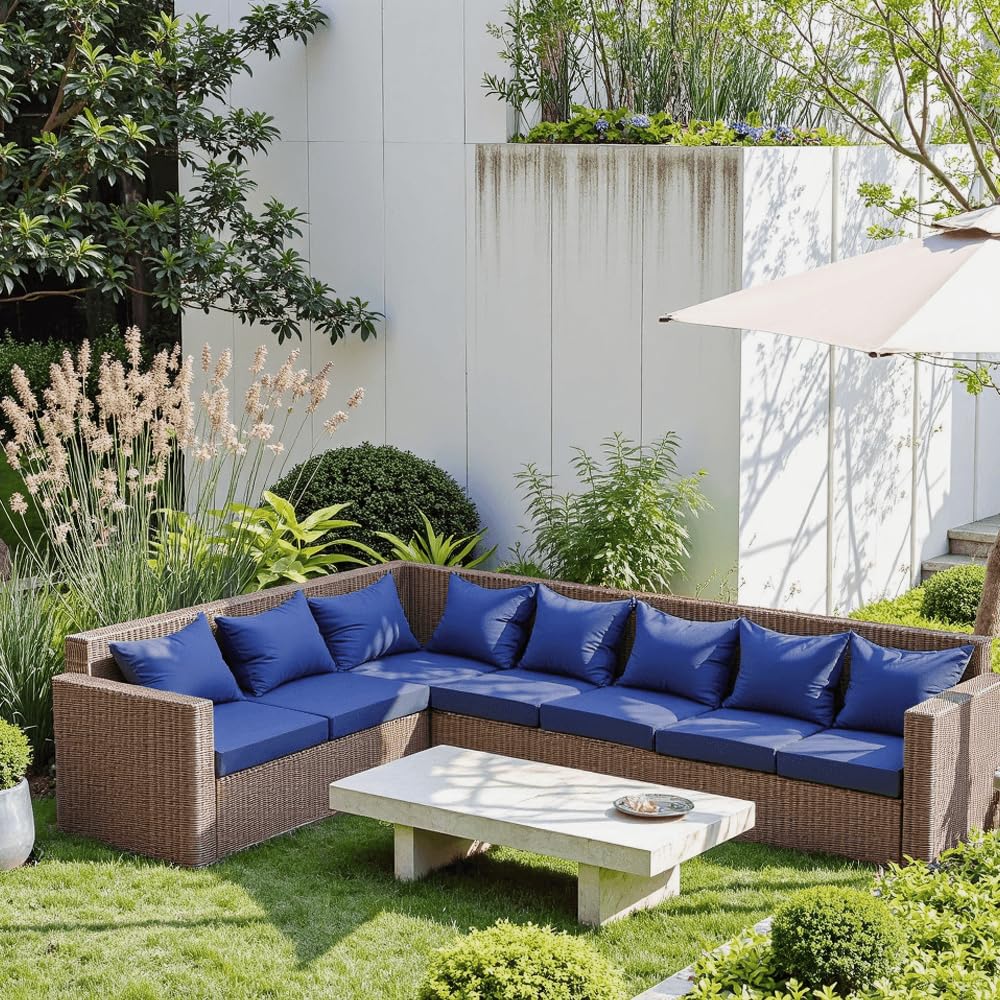 PatioGlow outdoor seat cushion back view illustrating ergonomic support for all-day lounging.