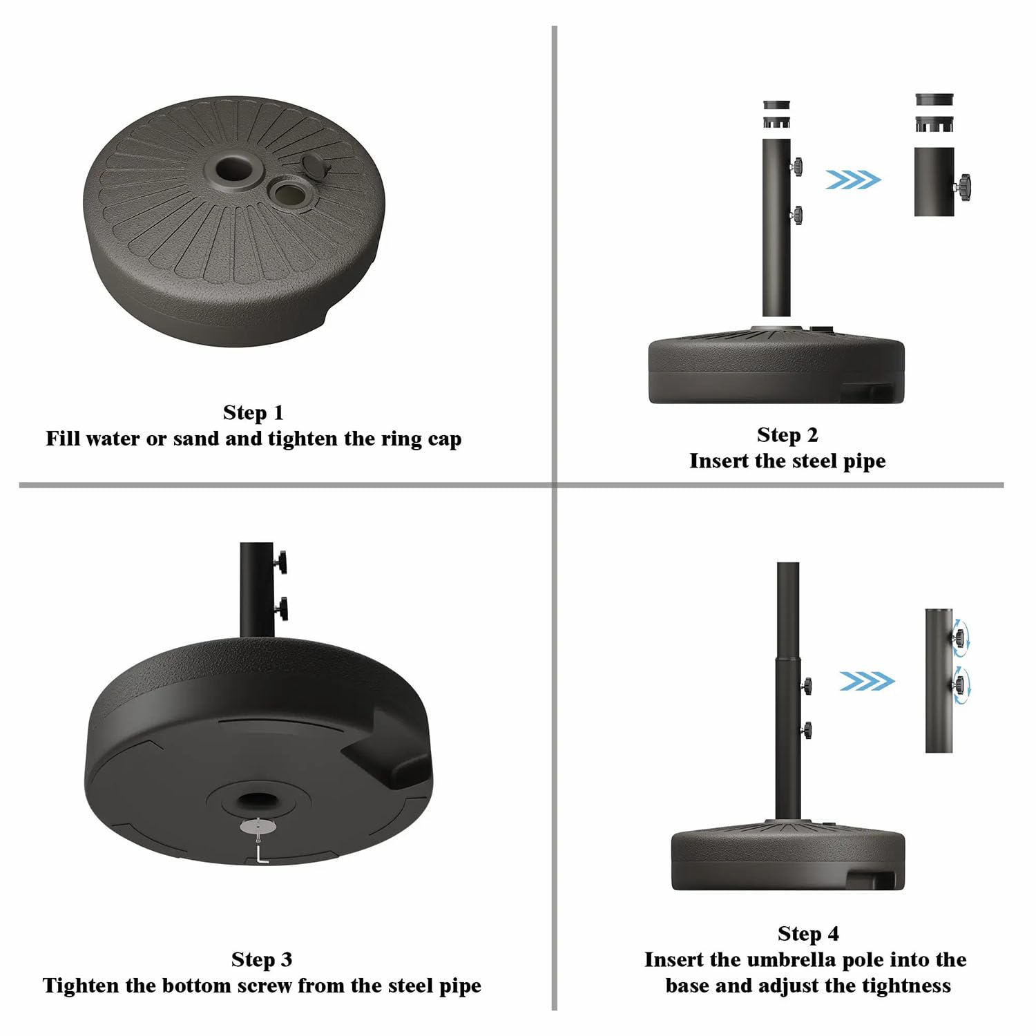 Patio Kingdom 22L base with detachable tube for storage.