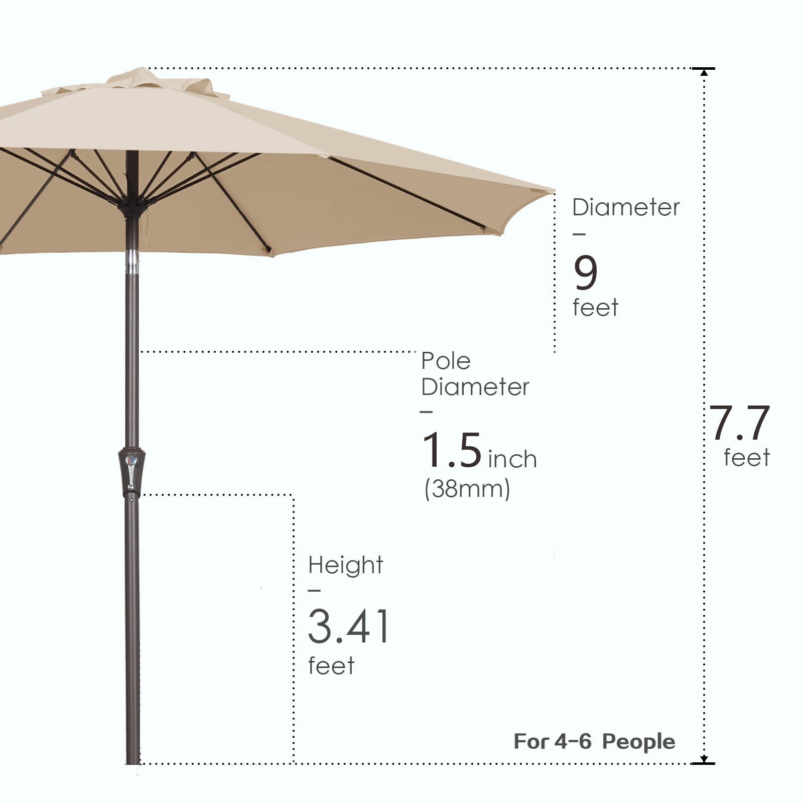 Patio Kingdom 9ft navy umbrella base not included; pair with weighted base for stability