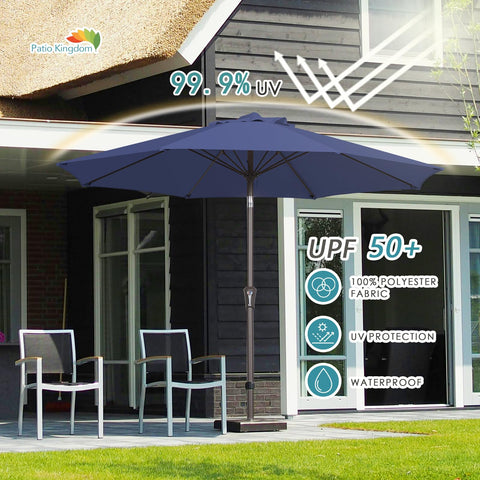 Patio Kingdom 9ft umbrella fiberglass ribs resist rust and store compactly