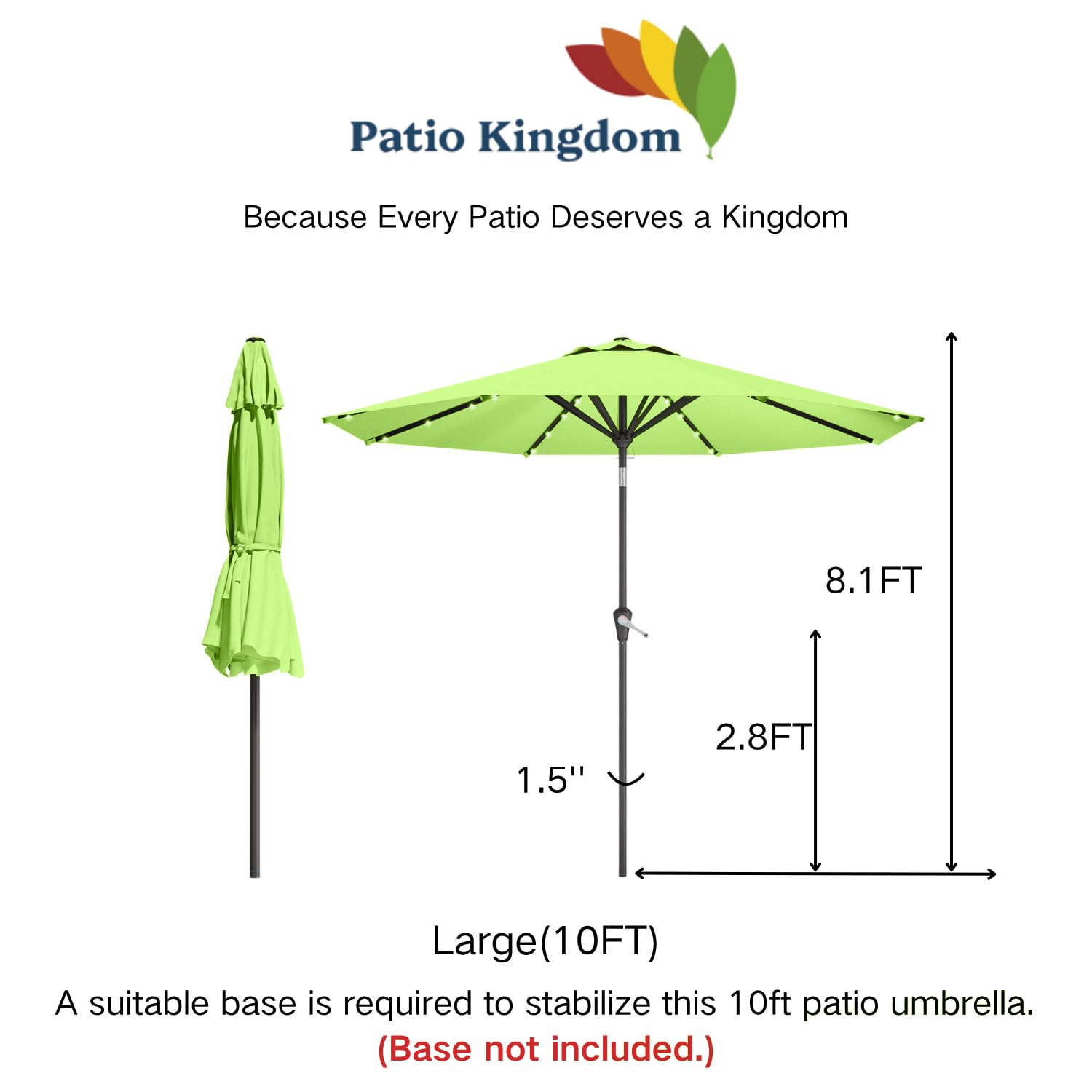 Base not included to fit your preferred base setup.
