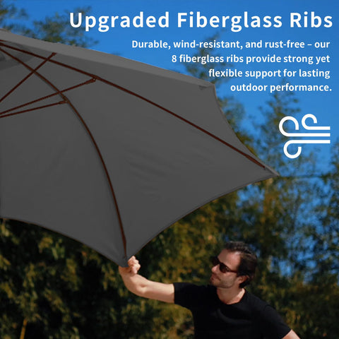 Patio Kingdom UV waterproof canopy stays vibrant while protecting from sun and rain.