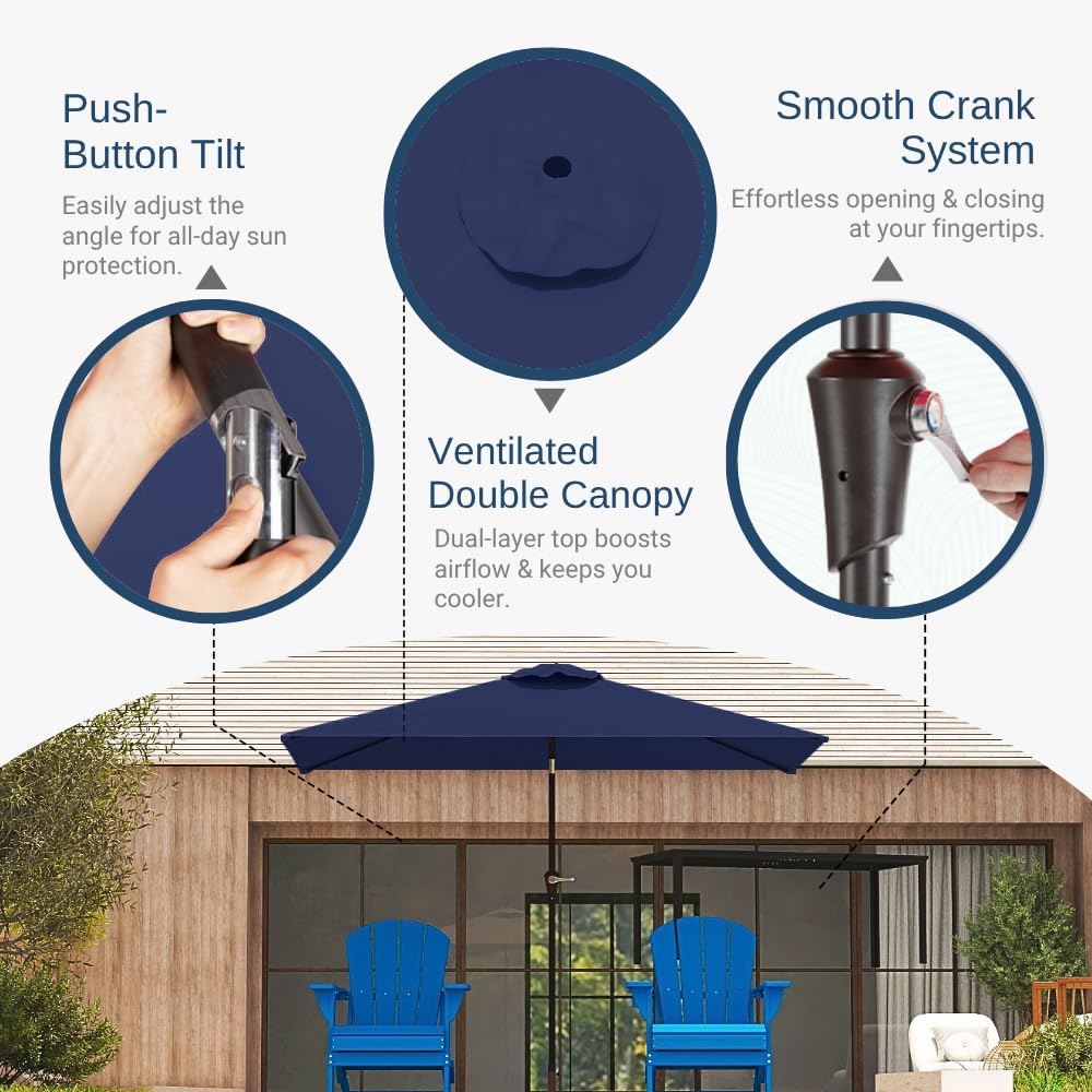 Patio Kingdom crank lift for smooth opening and closing.