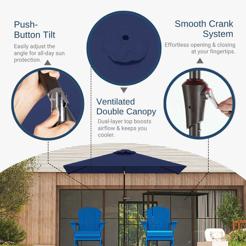Patio Kingdom crank lift for smooth opening and closing.