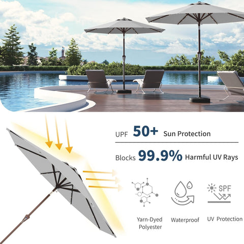 Patio Kingdom iron pole offers sturdy support in wind.