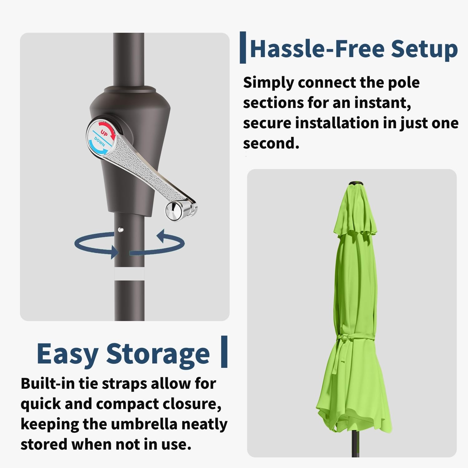 Patio Kingdom crank operation enables easy opening and closing.