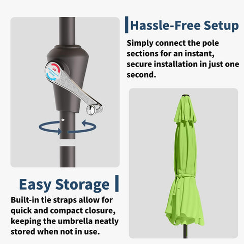 Patio Kingdom crank operation enables easy opening and closing.