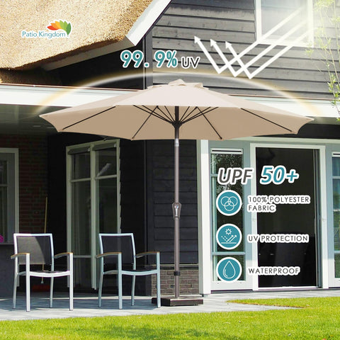 Patio Kingdom fiberglass ribs offer strong, rust-resistant support.