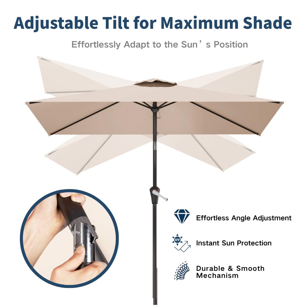 Patio Kingdom umbrella crank lift enables smooth opening and closing.