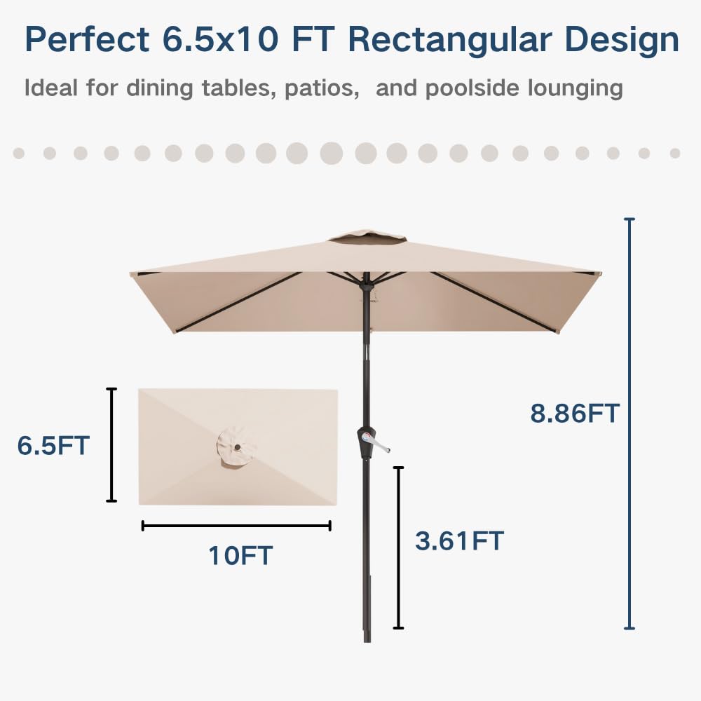 Patio Kingdom dining setup under beige canopy creates comfortable outdoor entertaining.
