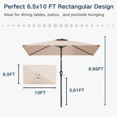 Patio Kingdom dining setup under beige canopy creates comfortable outdoor entertaining.