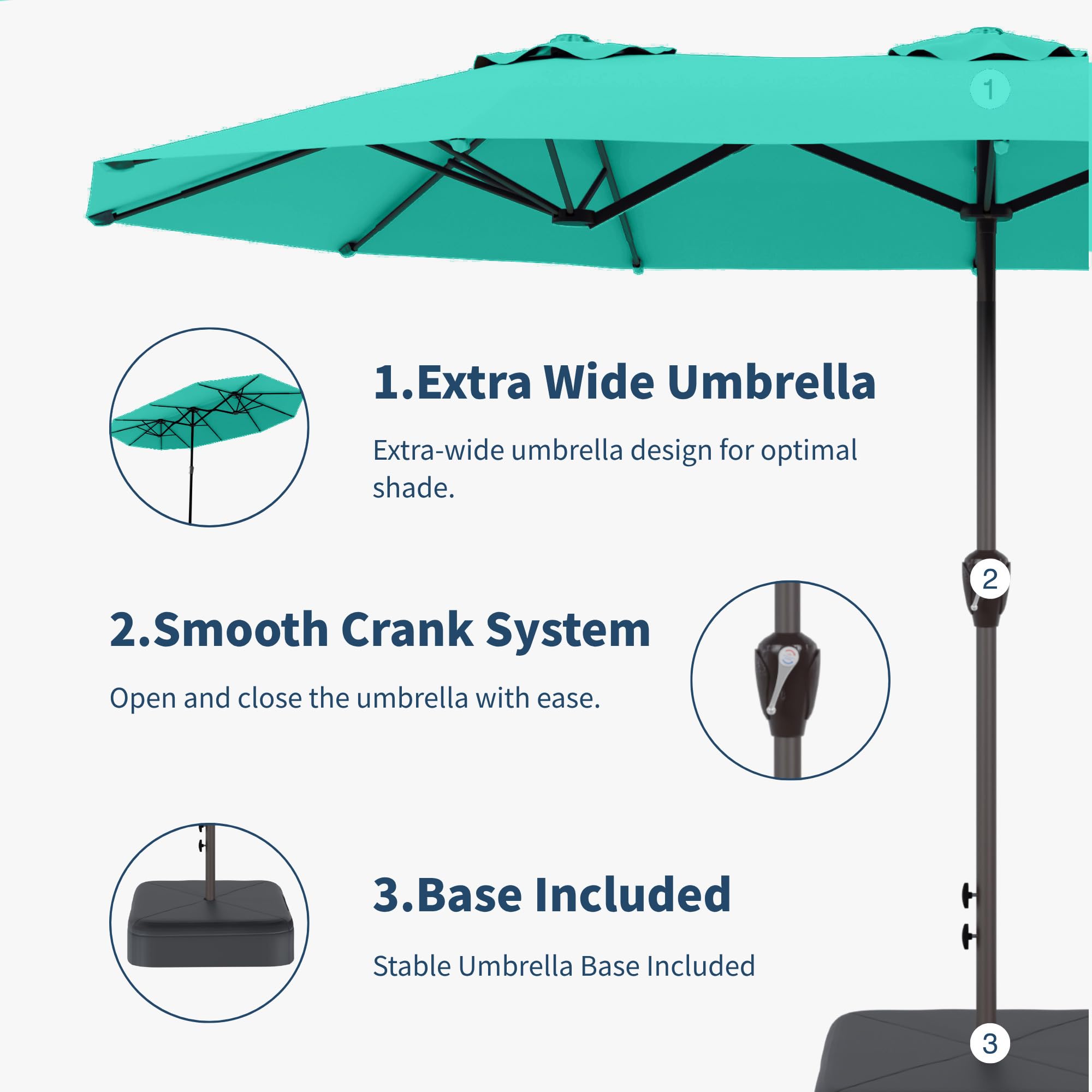 Patio Kingdom UV-protective fabric preserves color and blocks sun.