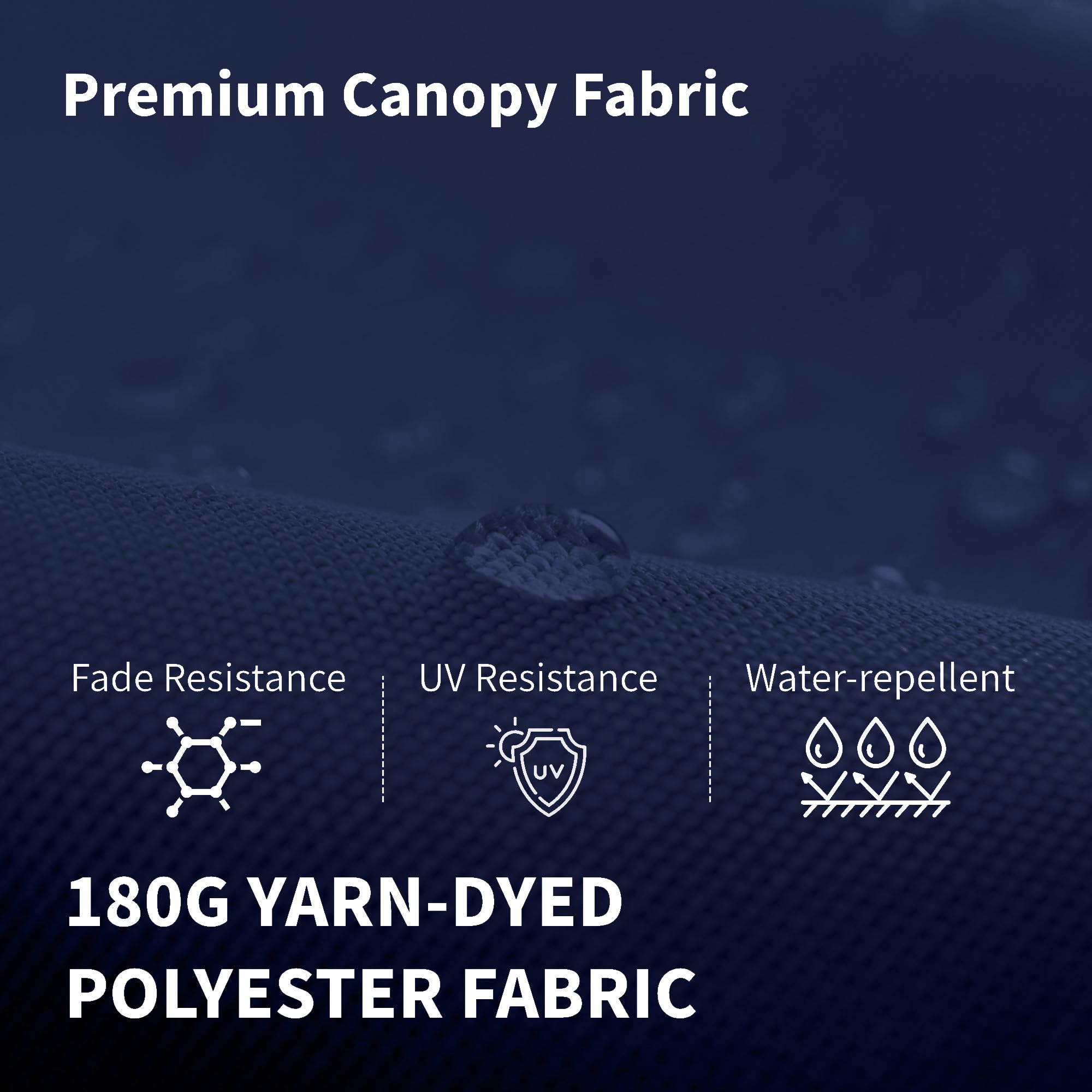 Patio Kingdom UV-resistant fabric keeps seating cool during sunny days.