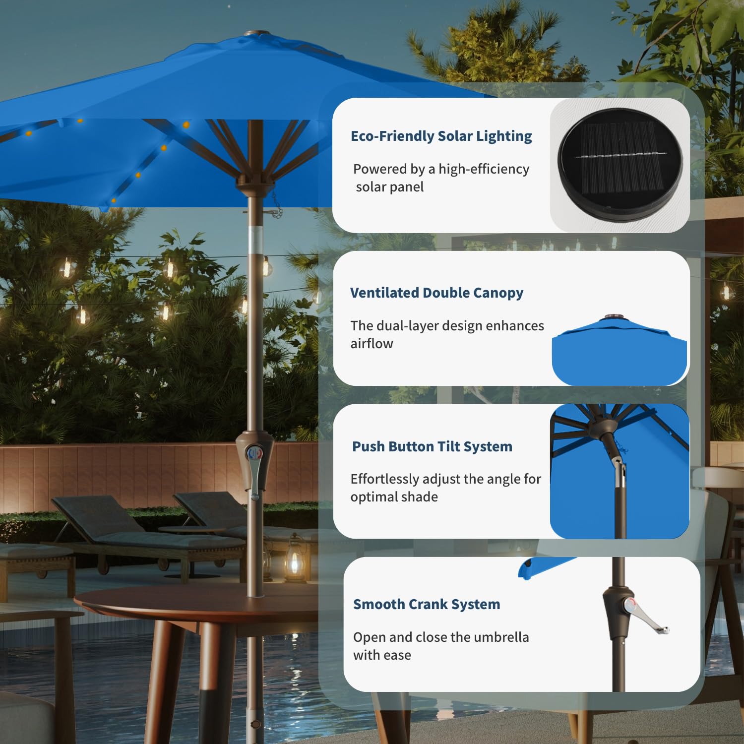 Patio Kingdom wind-stable design for reliable outdoor shade and use.