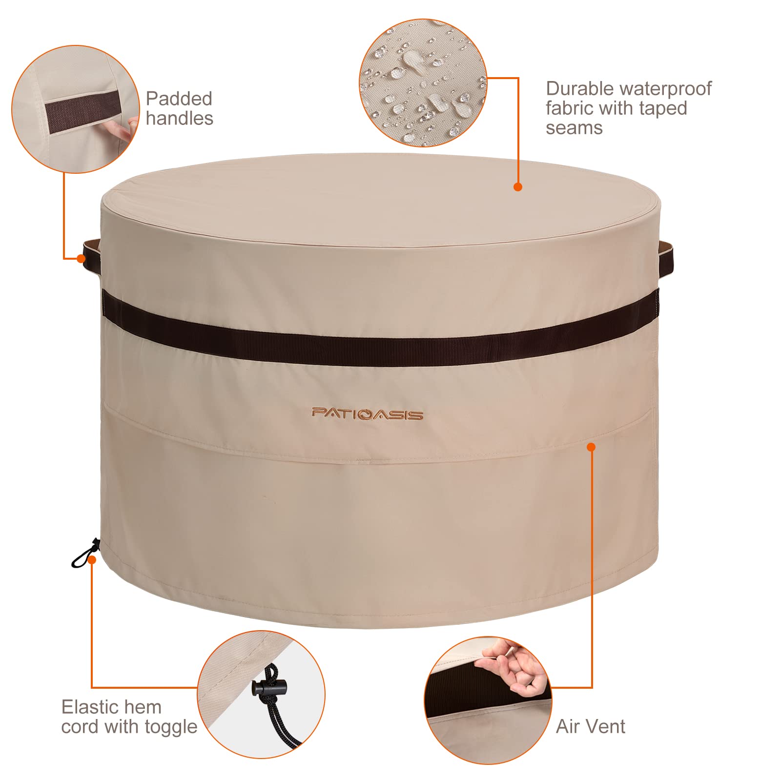 Mesh vent on PATIOASIS cover for air flow and evaporation