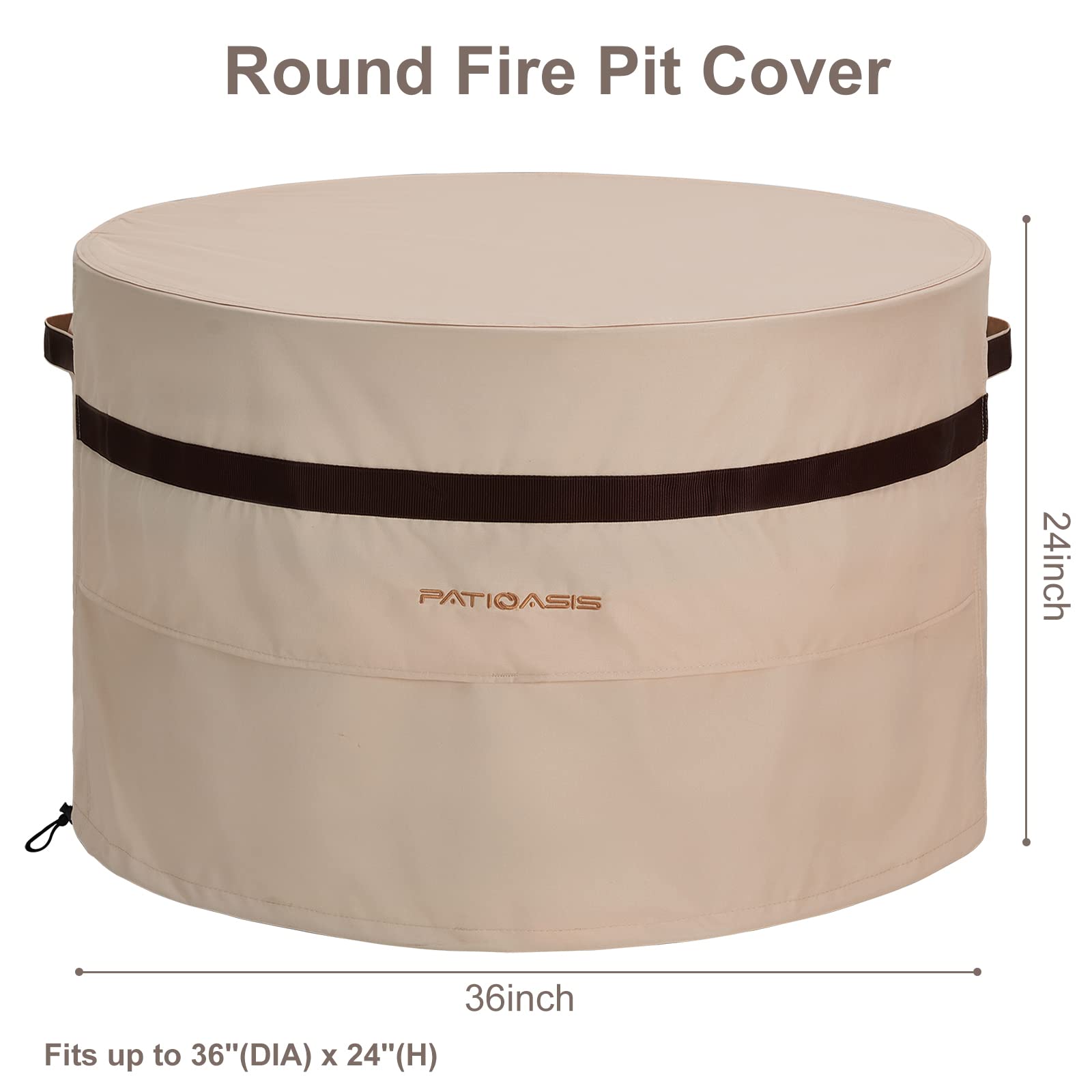Beige round cover showing dustproof texture and snug fit