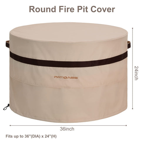 Beige round cover showing dustproof texture and snug fit