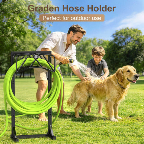 Patiobay freestanding hose holder for flexible placement across yard.