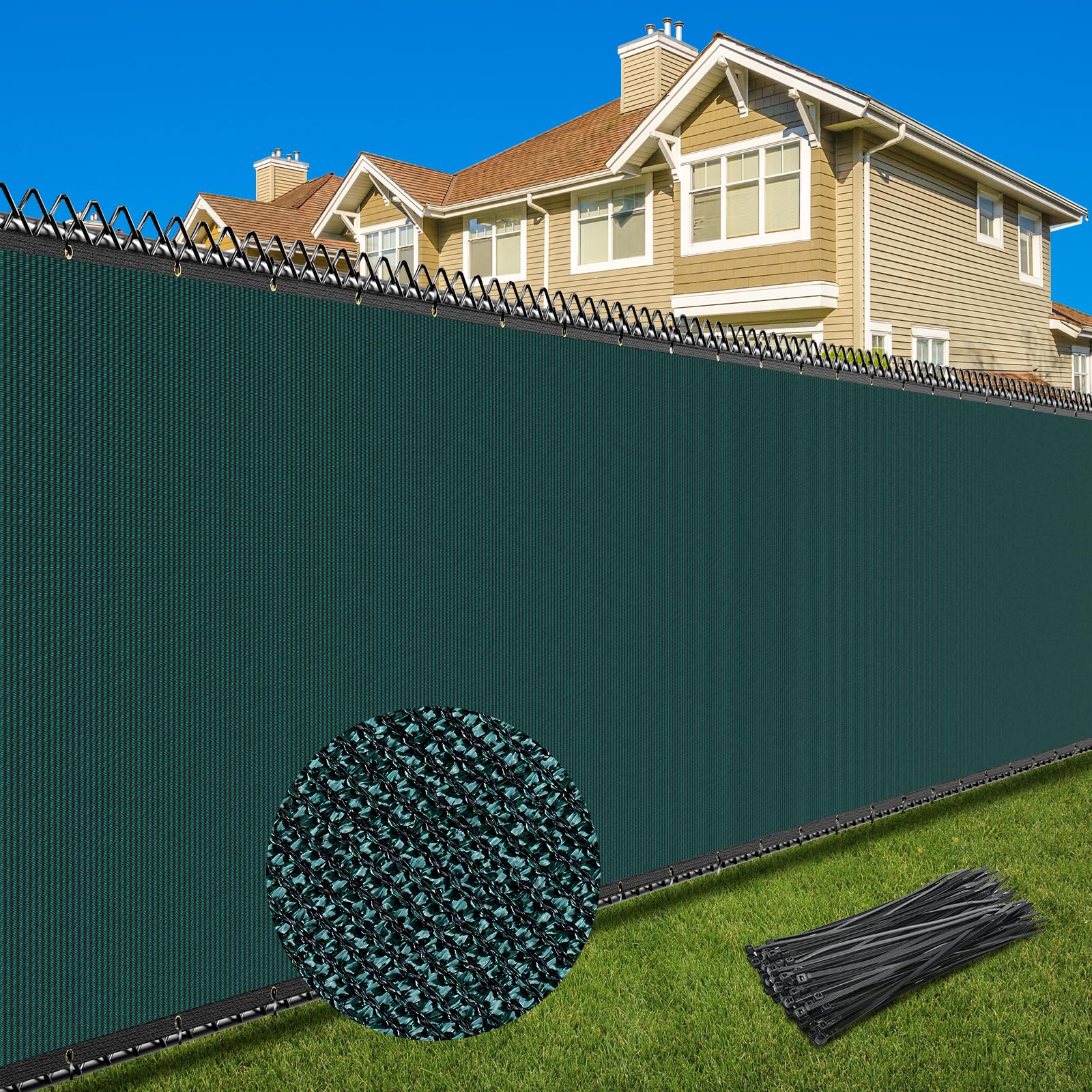 Patiobay privacy screen fence 6x50ft in dark green for yard privacy