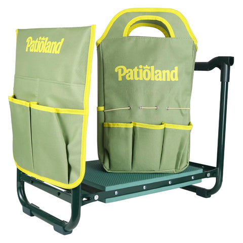Patioland garden kneeler cushion provides comfortable kneeling support during gardening.