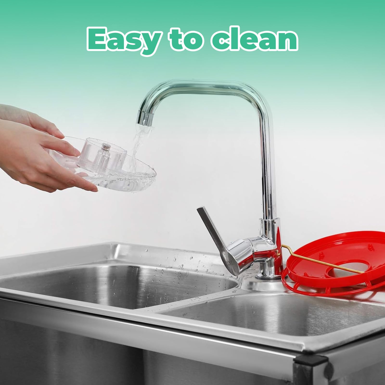 Patrisard feeder features easy-refill lid and cleaning brush for quick maintenance.