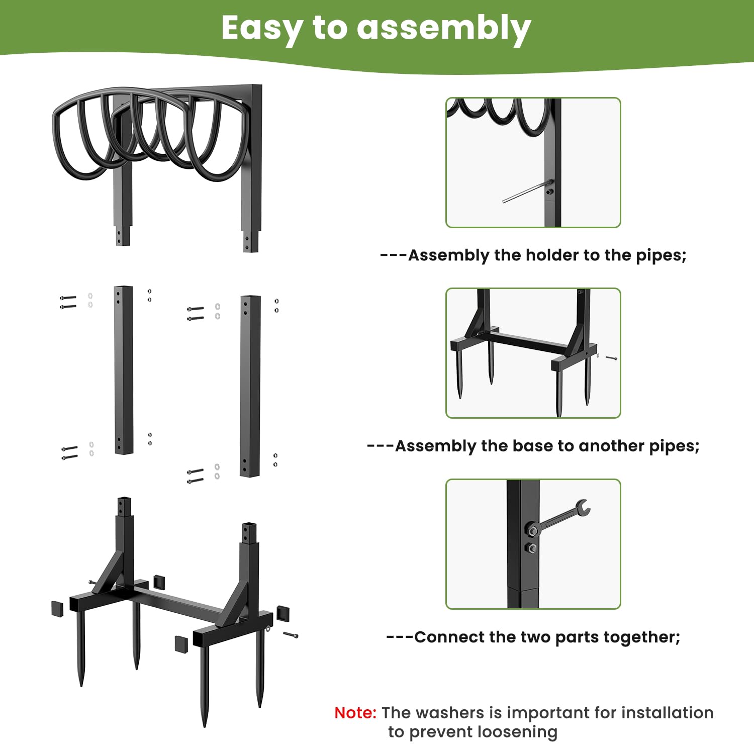 Pattiumo garden hose holder stand ready for compact storage after season.