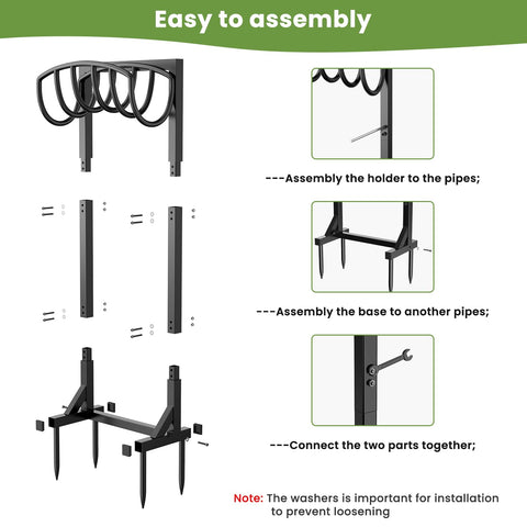 Pattiumo garden hose holder stand ready for compact storage after season.