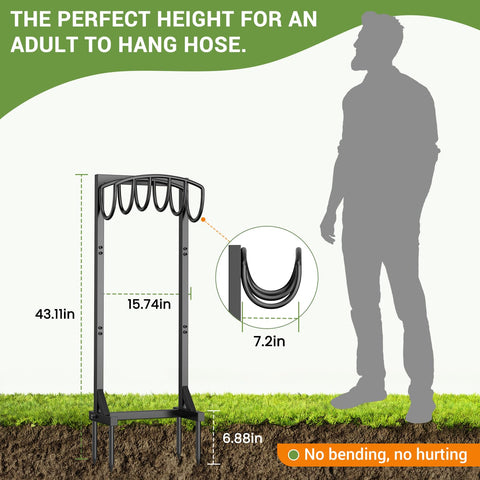 Pattiumo garden hose holder stand with hose attached for immediate ready-to-water use.